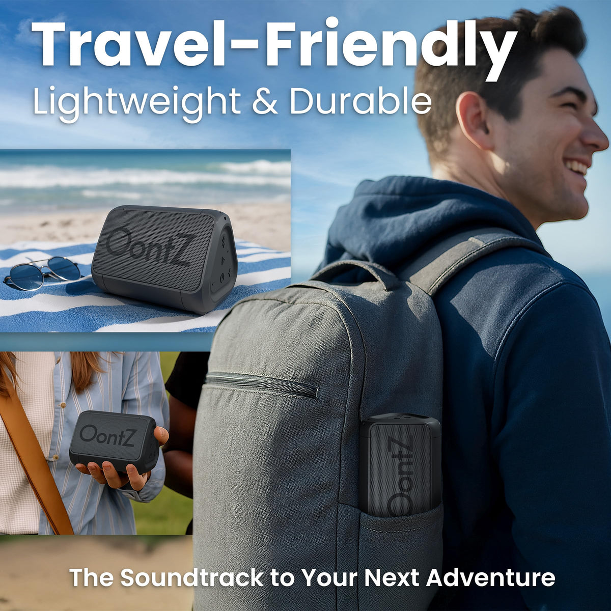 OontZ Solo delivers up to 14 hours of playback on a single charge.