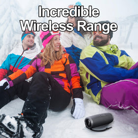Cambridge Soundworks OontZ paired with smartphone illustrating Bluetooth connection benefit