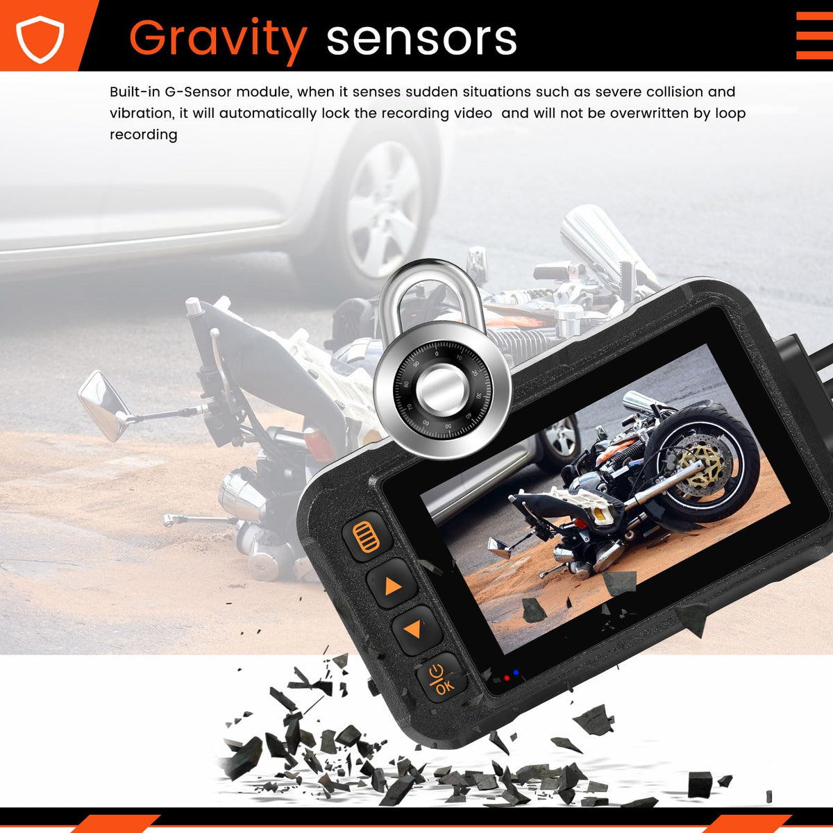 CAMECHO 3-inch split-screen display showing front and rear views for easy monitoring