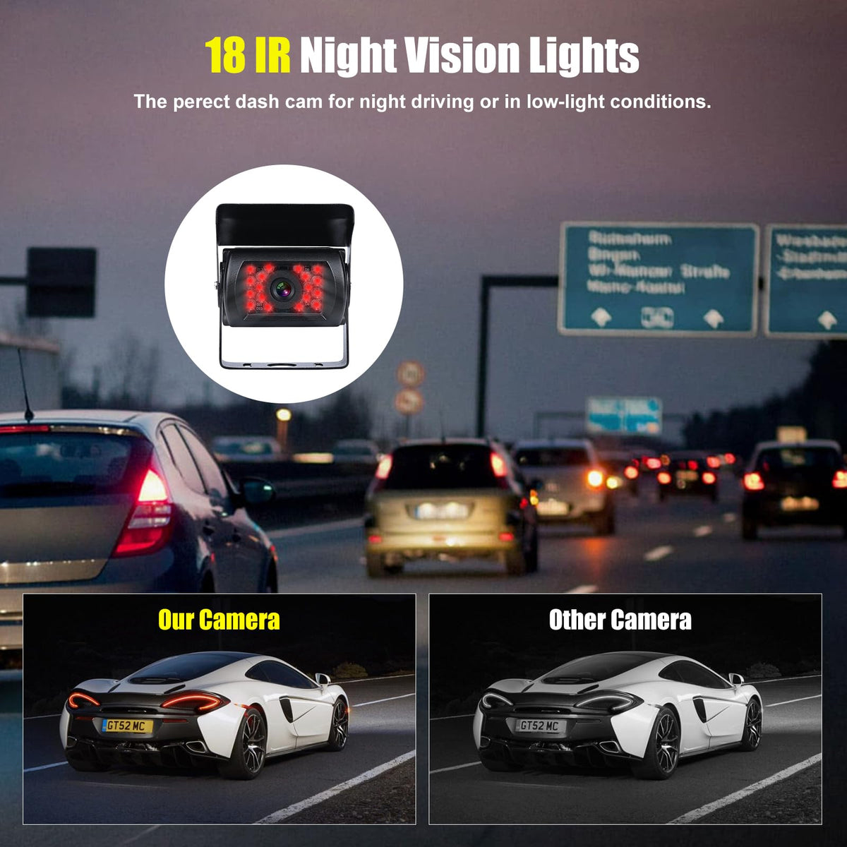 CAMECHO high-definition 648x488 resolution for crisp vehicle rear visibility.