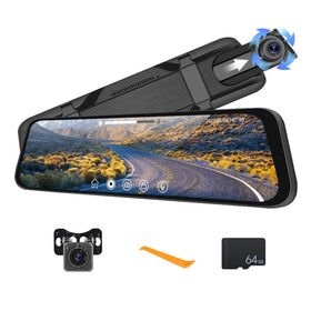 CAMECHO mirror front display showing dual camera views and clearer driving visibility