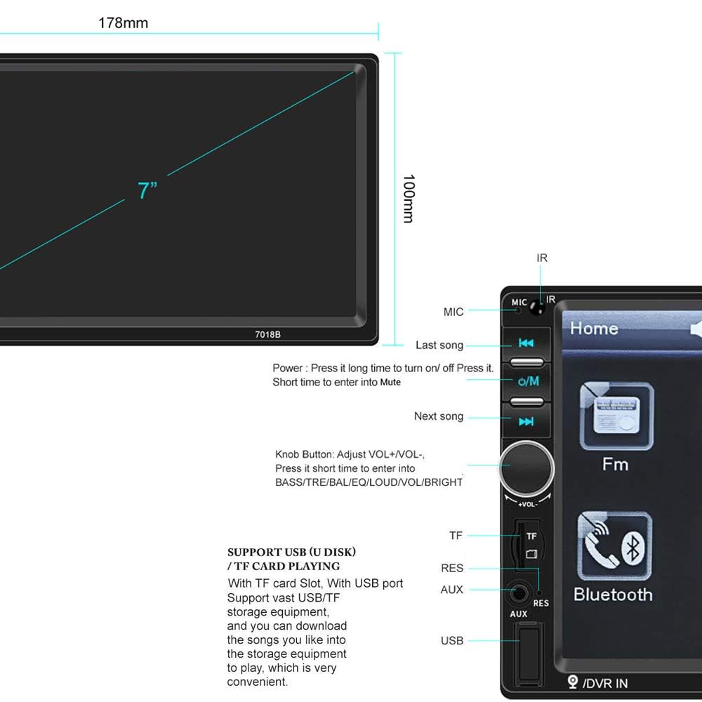 CAMECHO unit next to ruler showing double-din size for fit confirmation