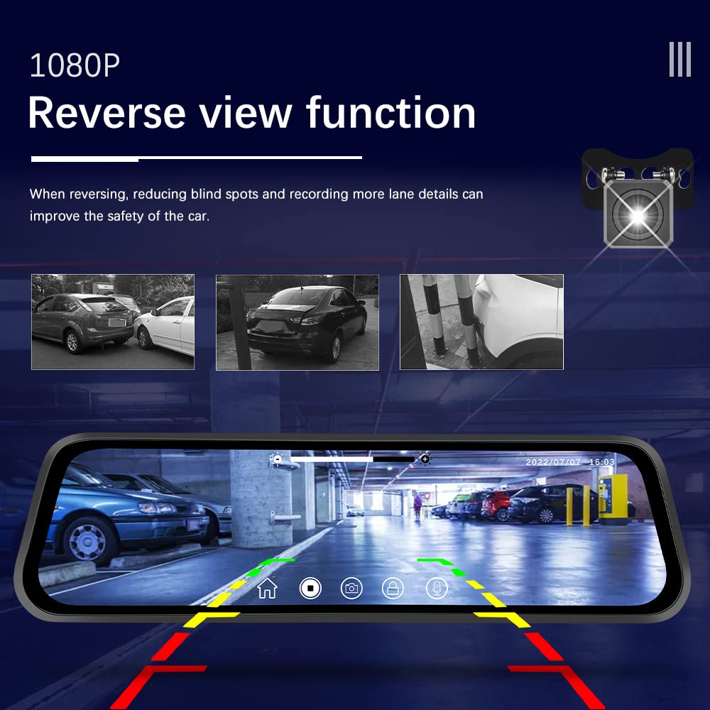 CAMECHO touchscreen split-screen displaying front and rear views for safer reversing