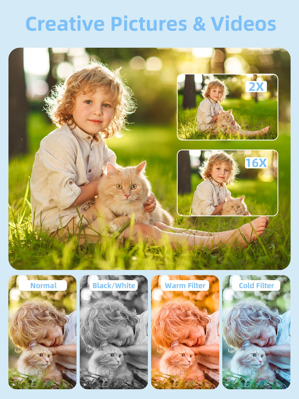 CAMKORY top controls and buttons, ergonomic layout for kids benefit