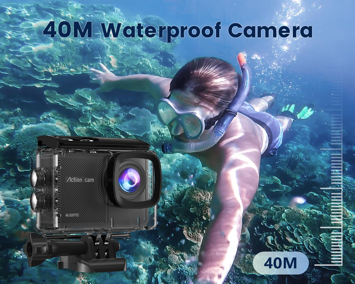 Camlance camera inside housing underwater showing 40m waterproof benefit