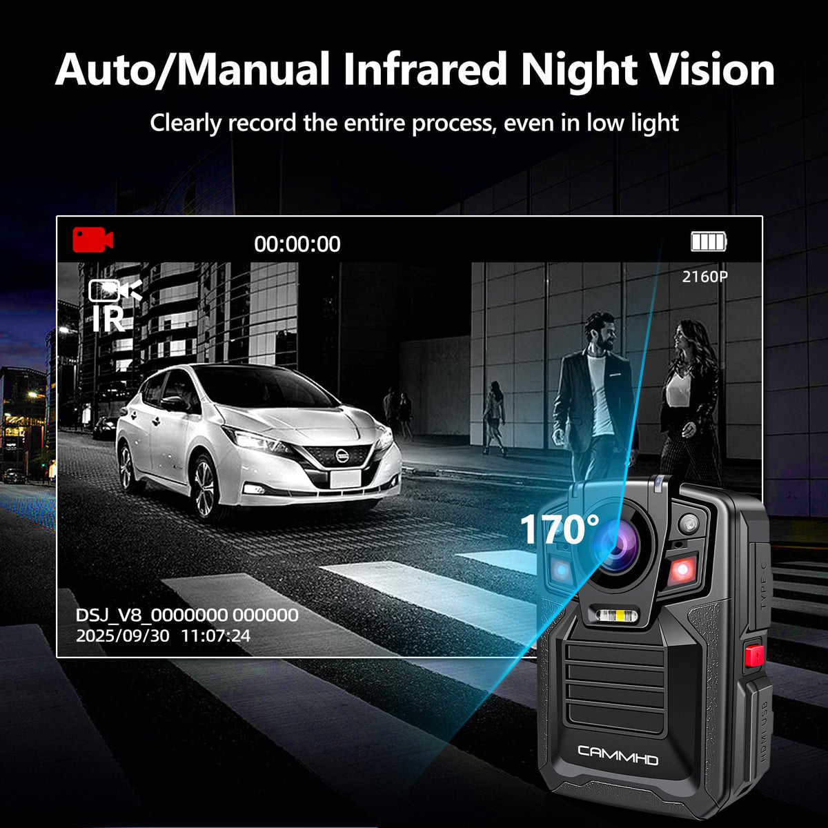 CAMMHD V8 256GB storage reflects ample space for videos and photos.