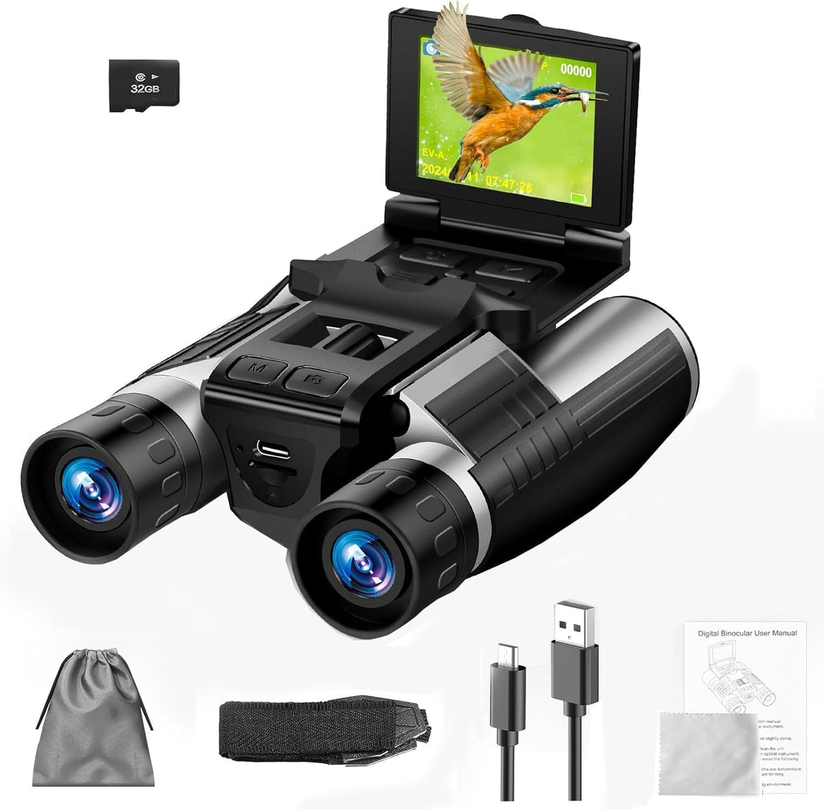 Camonity 2in1 binoculars-camera with 12x32 display for clear distant views