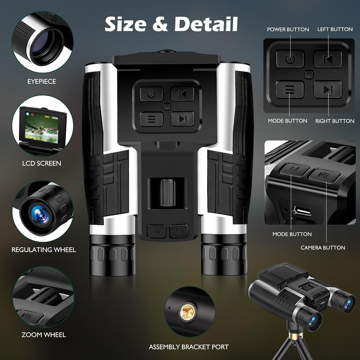 Camonity tripod mount compatibility enables stable long duration shoots