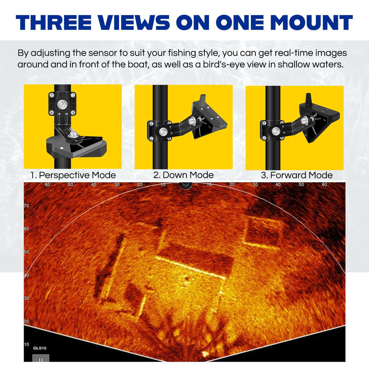 Camoo forward mode in use showing extended sonar reach benefit