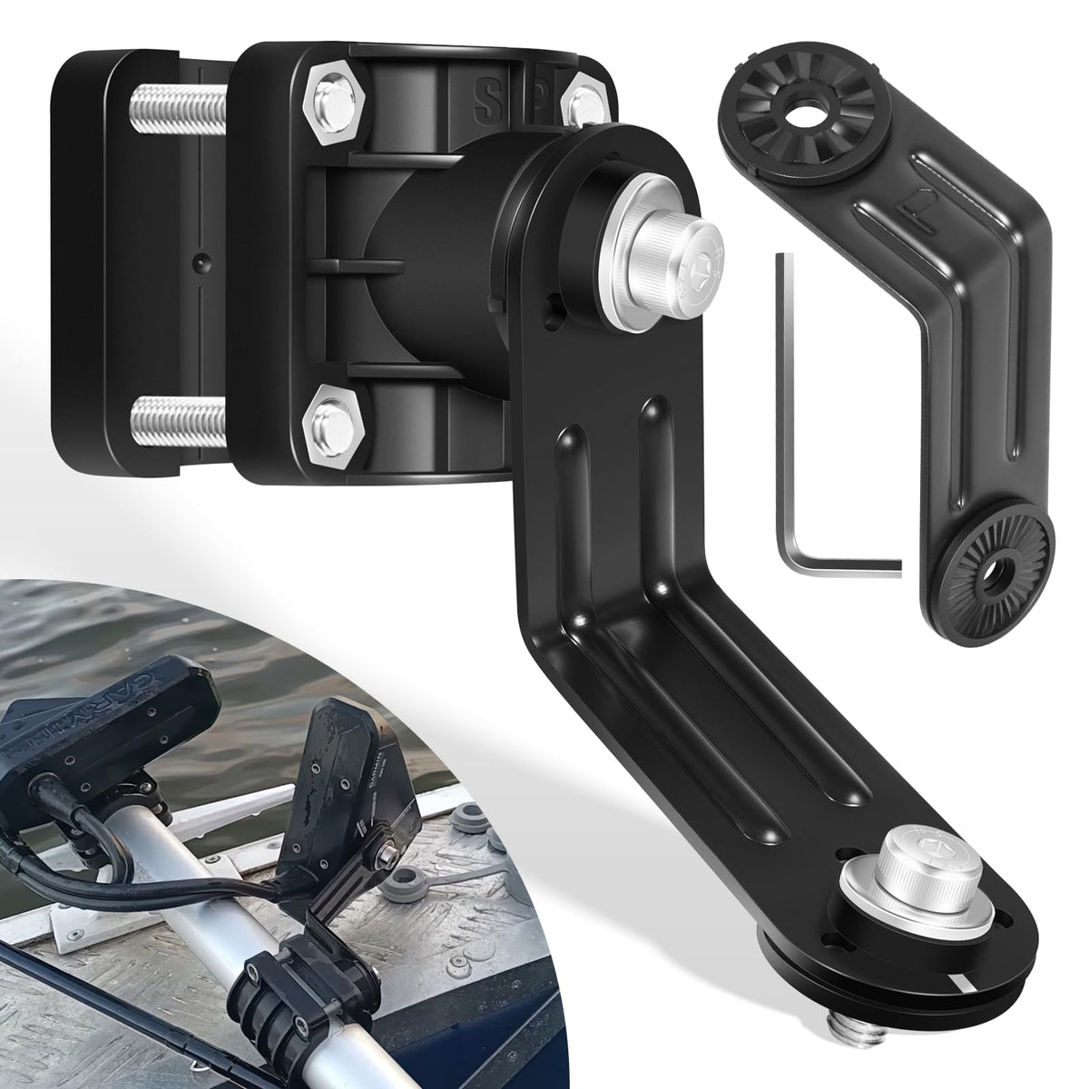 Camoo mount front view showing secure bracket and compatibility benefit
