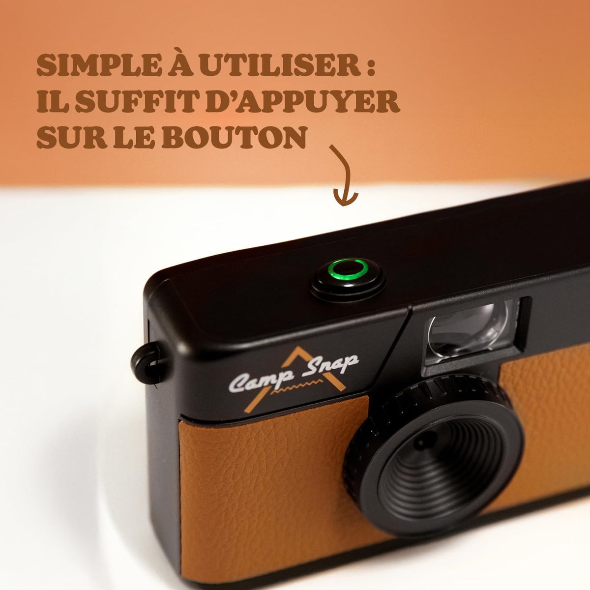 Camp Snap V105 top view reveals memory slot and battery access for on-the-go power