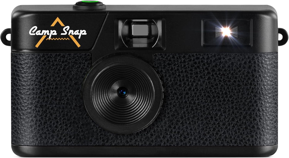 Campsnap V105 front view with compact black body for handheld shooting.