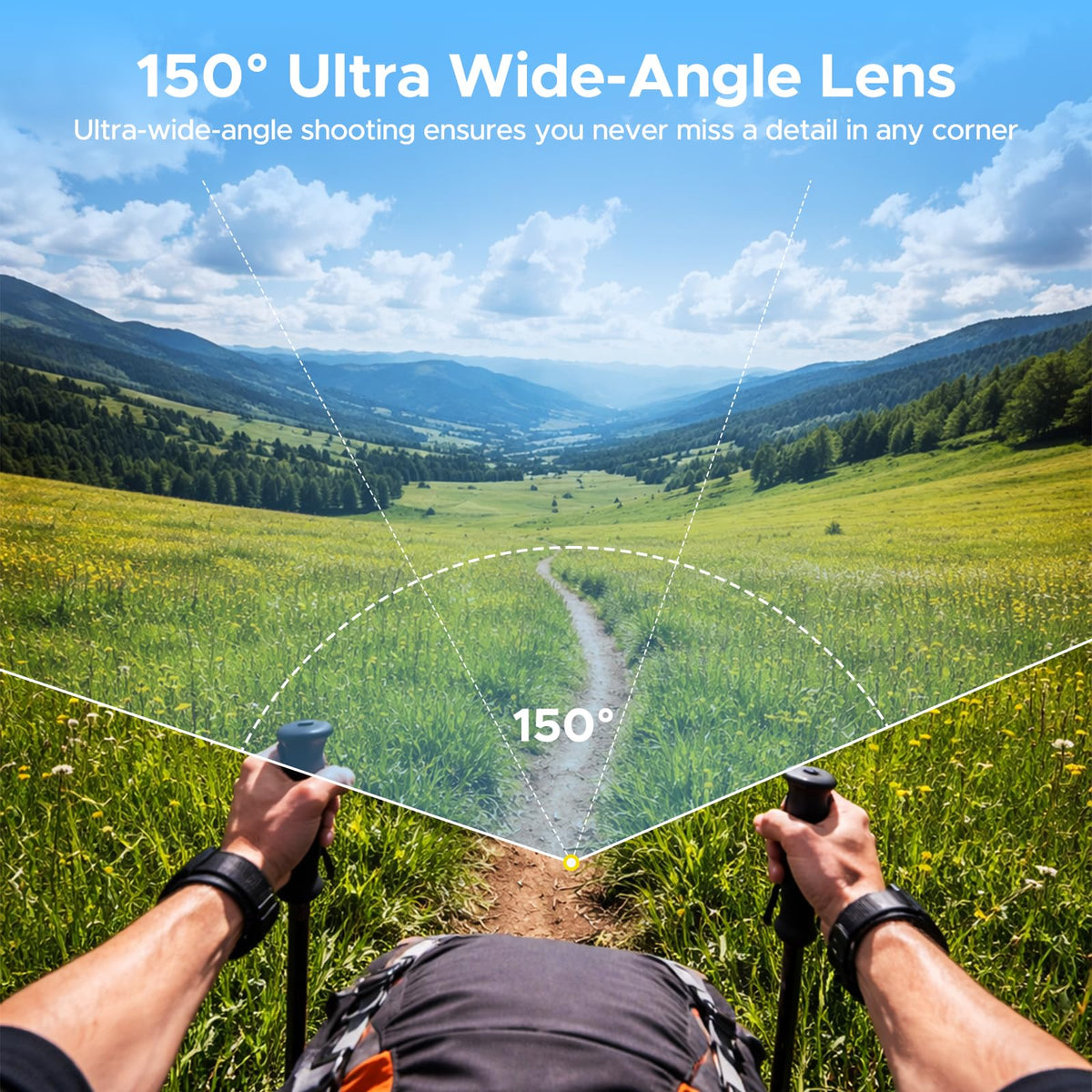 CAMWORLD 150° POV lens captures immersive action at broad angles.