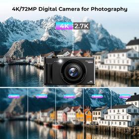 CAMWORLD 270-degree flip screen angle shows easy self-recording and framing