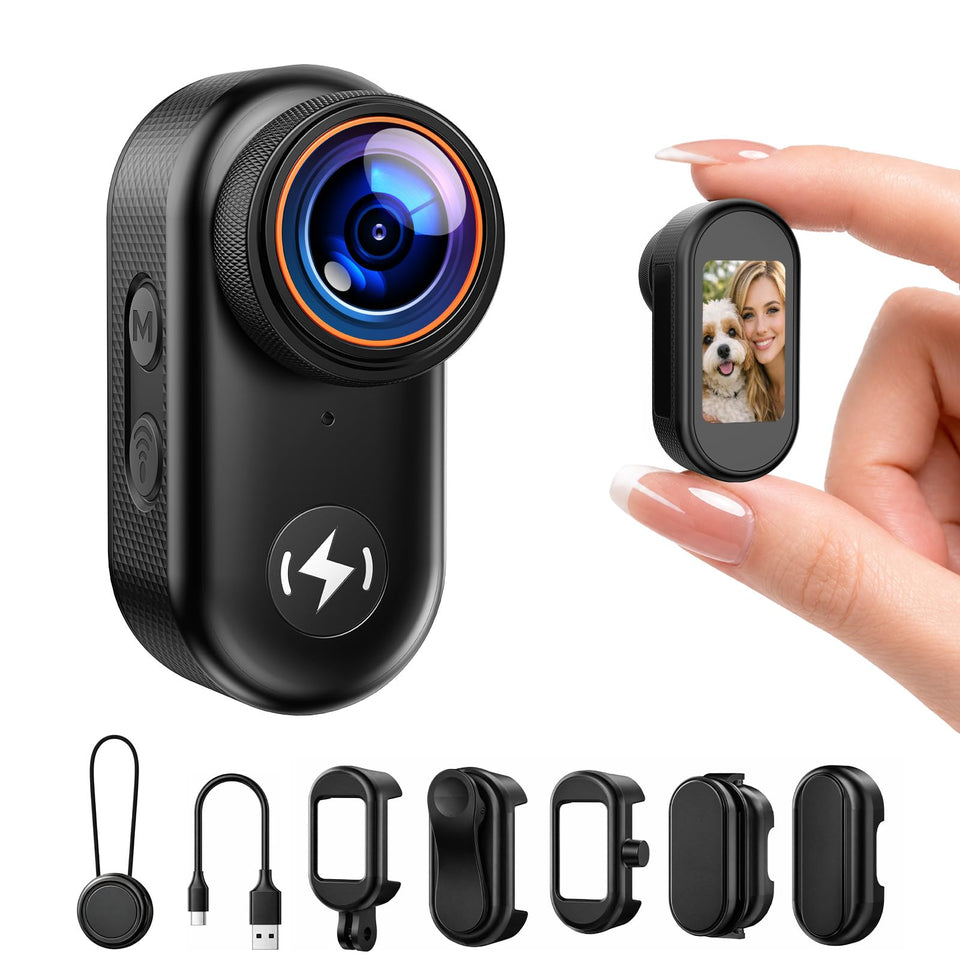 CAMWORLD 4K mini body camera with 64GB card for ready-to-share action footage