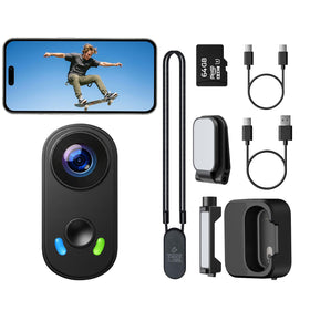 CAMWORLD 4K mini body camera worn as POV for immersive footage on the go.
