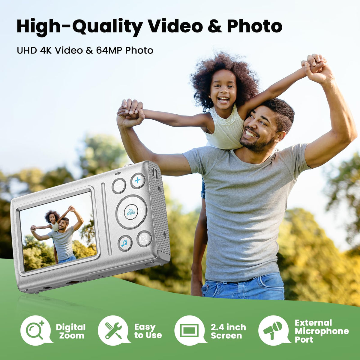 CAMWORLD rear view with 2.4-inch LCD display and simple control layout for learning