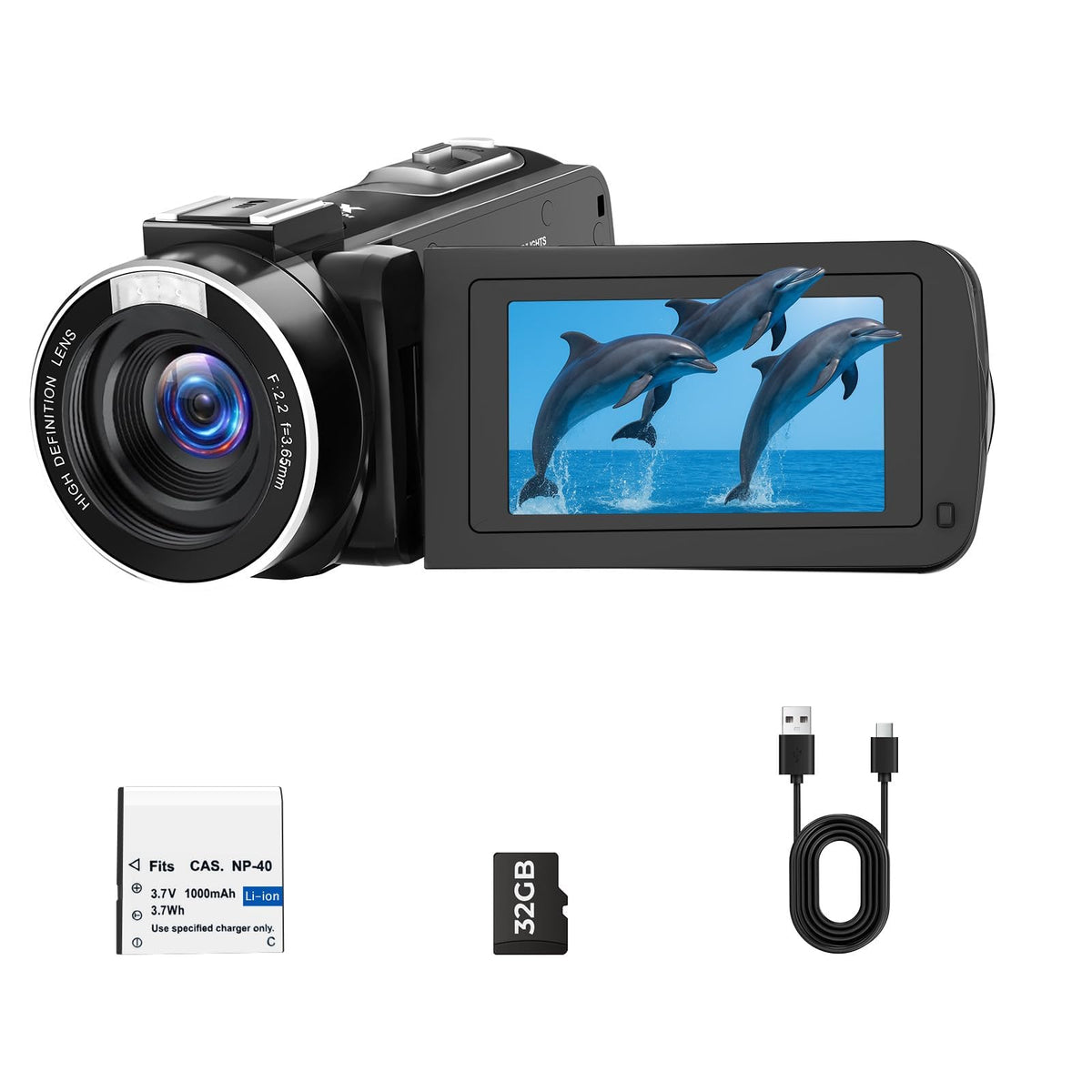 CAMWORLD camcorder with 3-inch flip screen for versatile self-recording