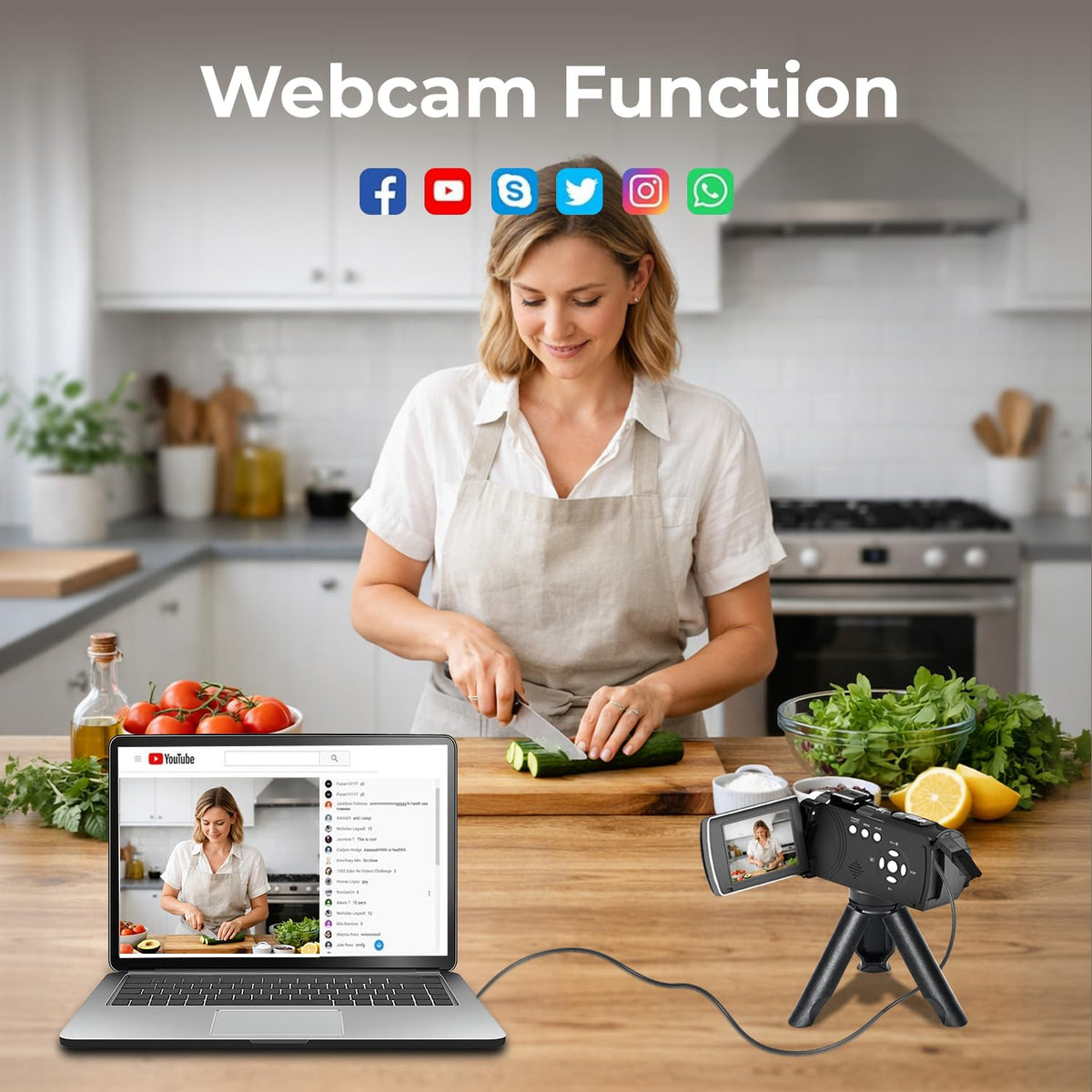 CAMWORLD webcam-mode makes streaming to YouTube or video calls seamless.