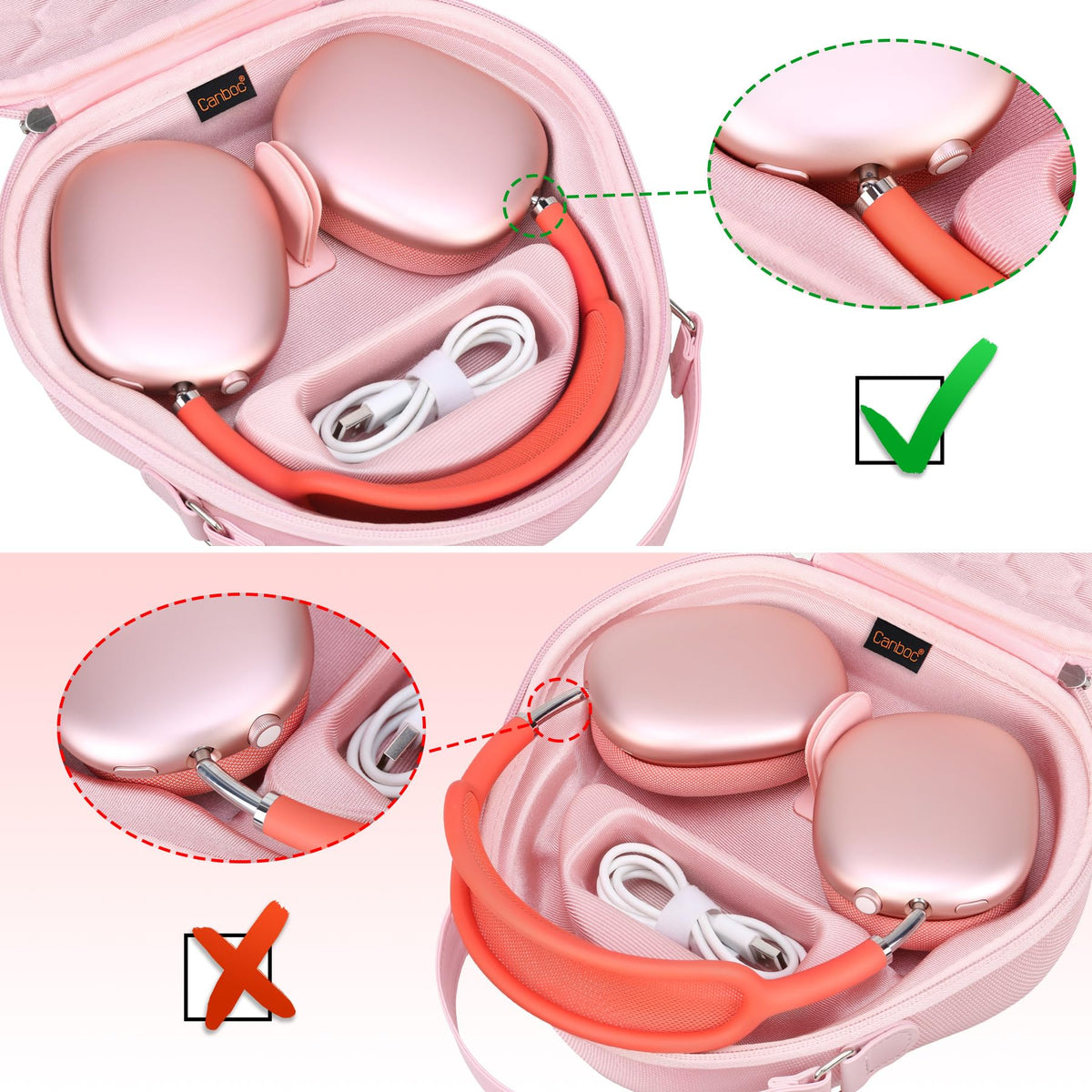 Canboc AirPods Max case 8.8 x 9.5 x 3 inches stays compact.