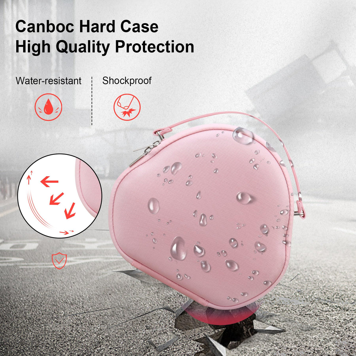 Canboc AirPods Max case extra space for cables and chargers.