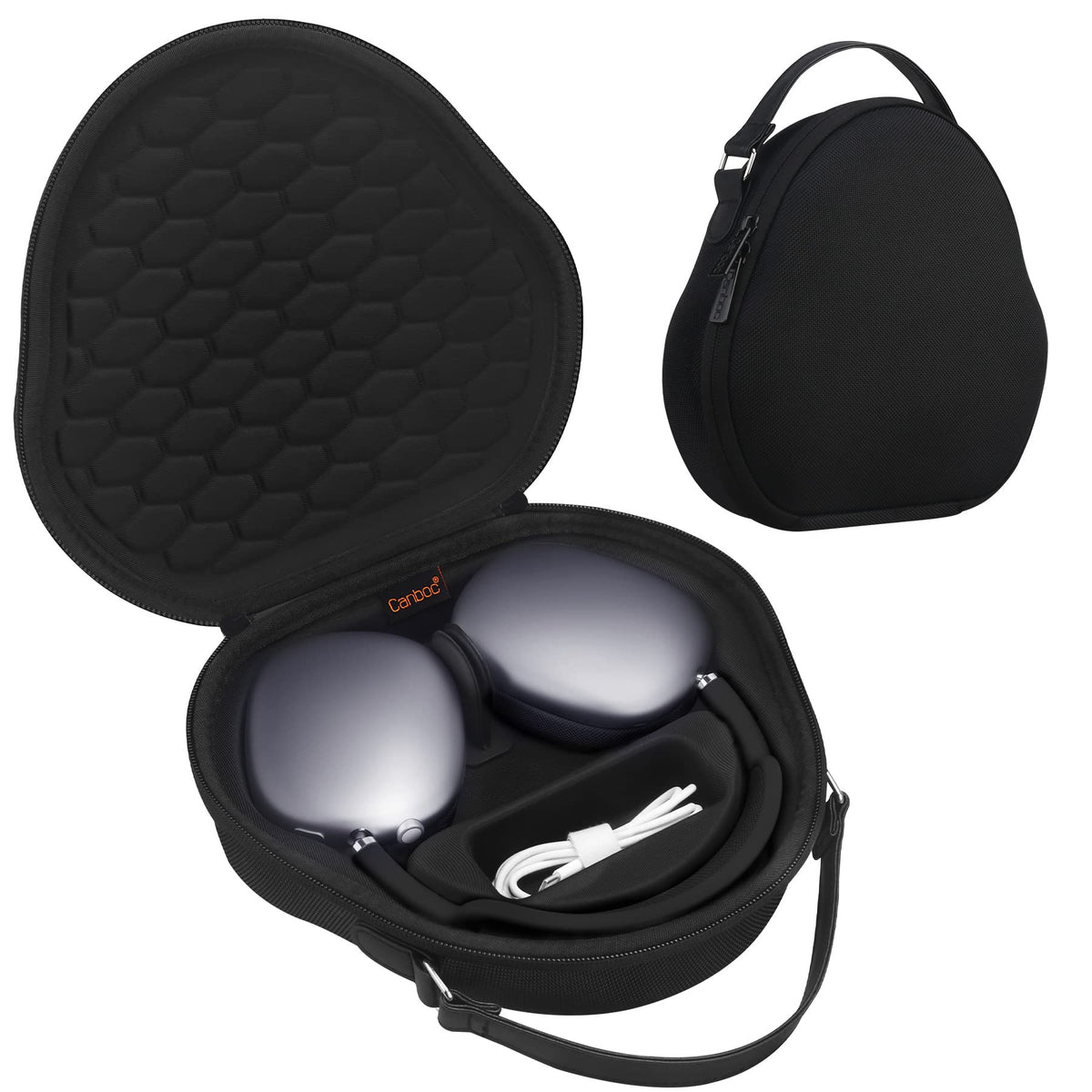 Canboc AirPods Max Case with fabric exterior for durable protection on the go.
