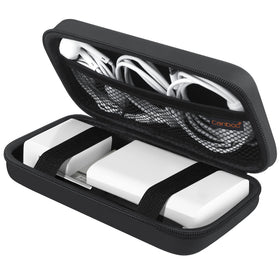 Canboc front view of closed black travel organizer showing compact protection