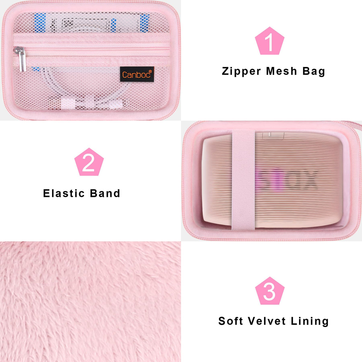 Canboc case with detachable wrist strap beside phone to show portable size benefit