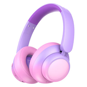 Candy Bila Active Kids headphones in gradient pink showing noise cancellation for focused listening.