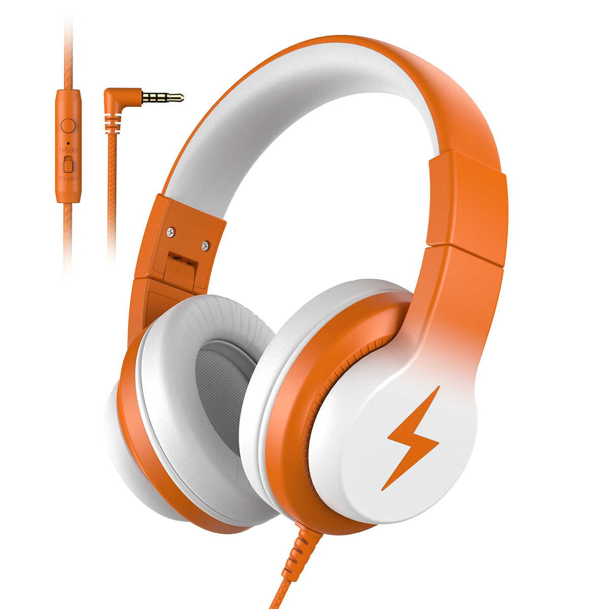 Candy Bila front view white orange headphones showing design and child-friendly look