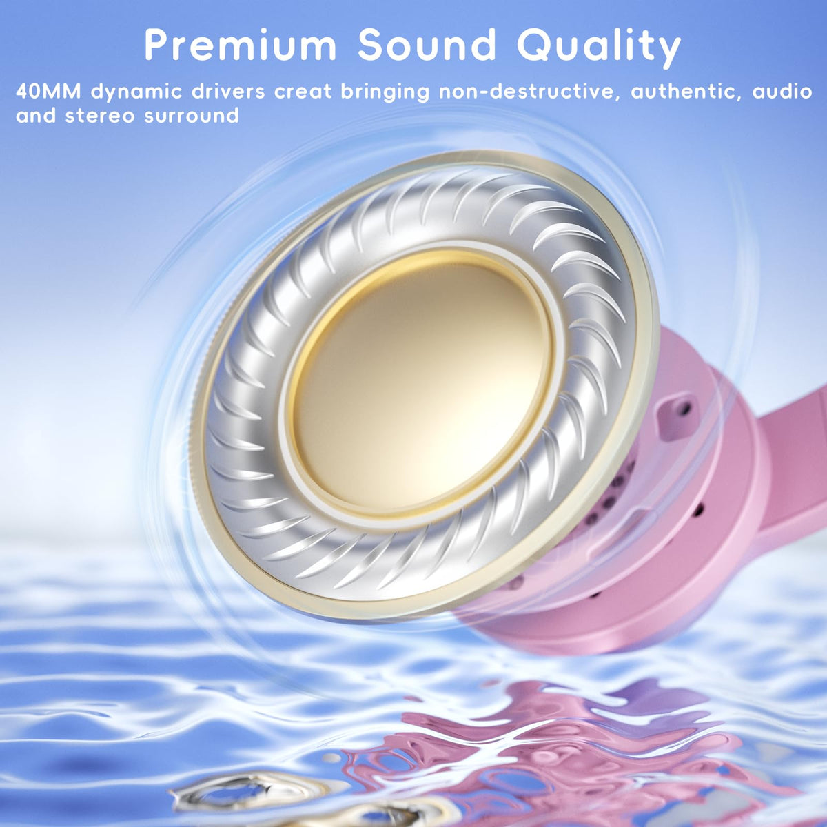 Candy Bila earcup close-up showing cushioning for comfortable wear benefit
