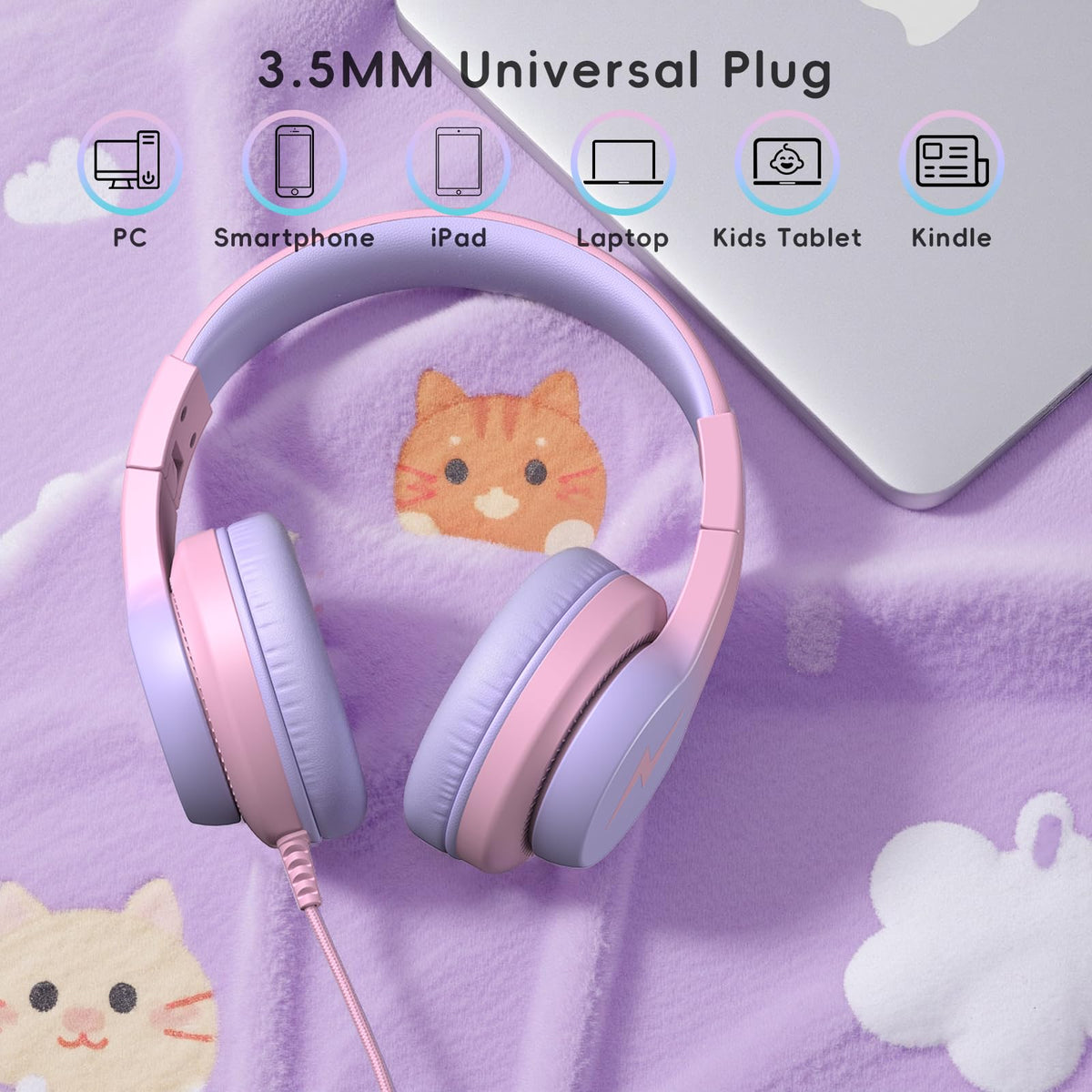 Candy Bila kid using headphones with tablet for online learning convenience benefit
