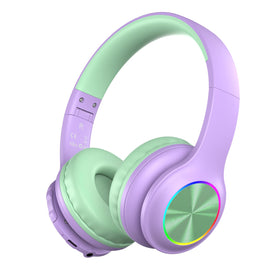 Candy Bila Kids Bluetooth headphones with LED lights for safe, engaging listening.