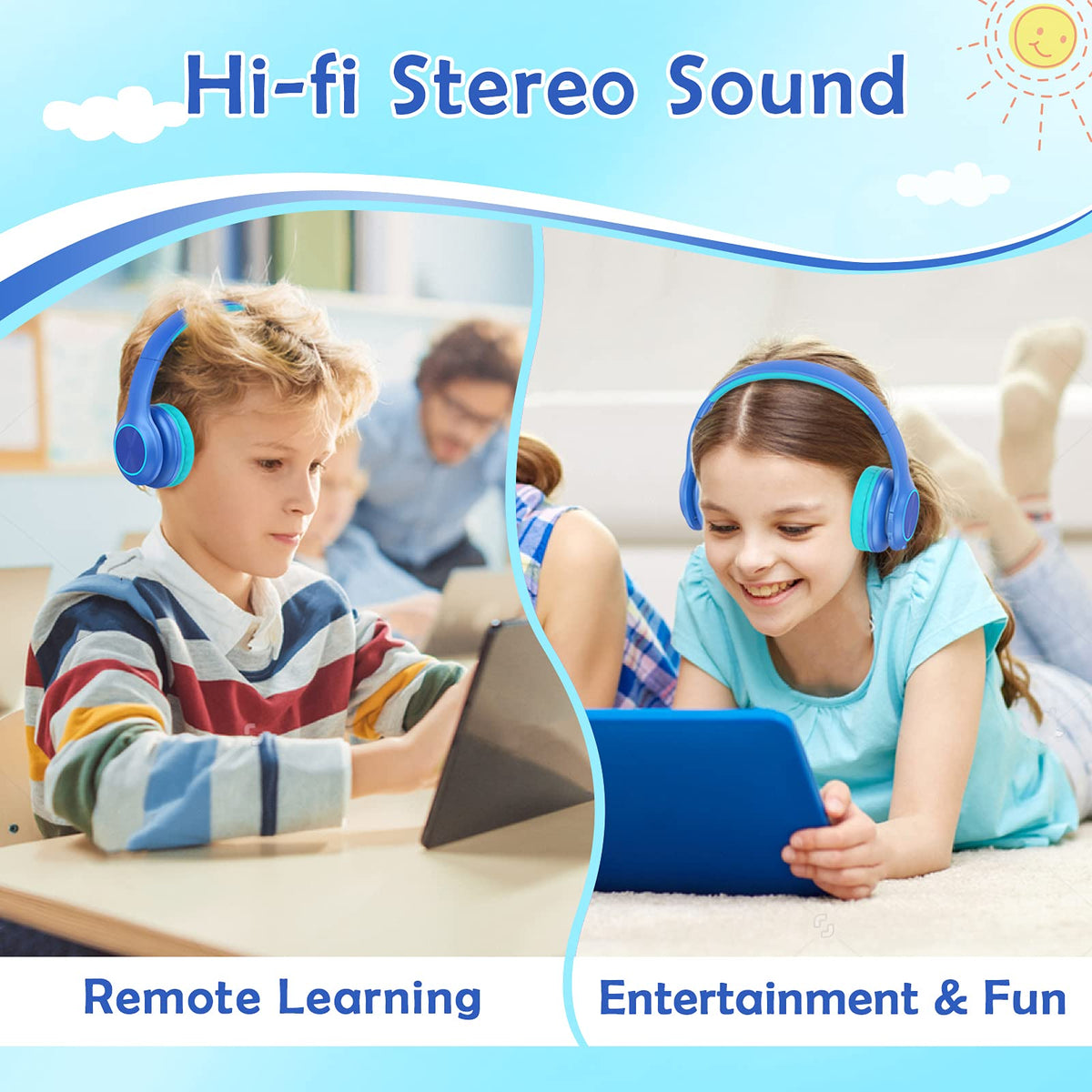 Candy Bila Kids foldable design headphones offering compact portability