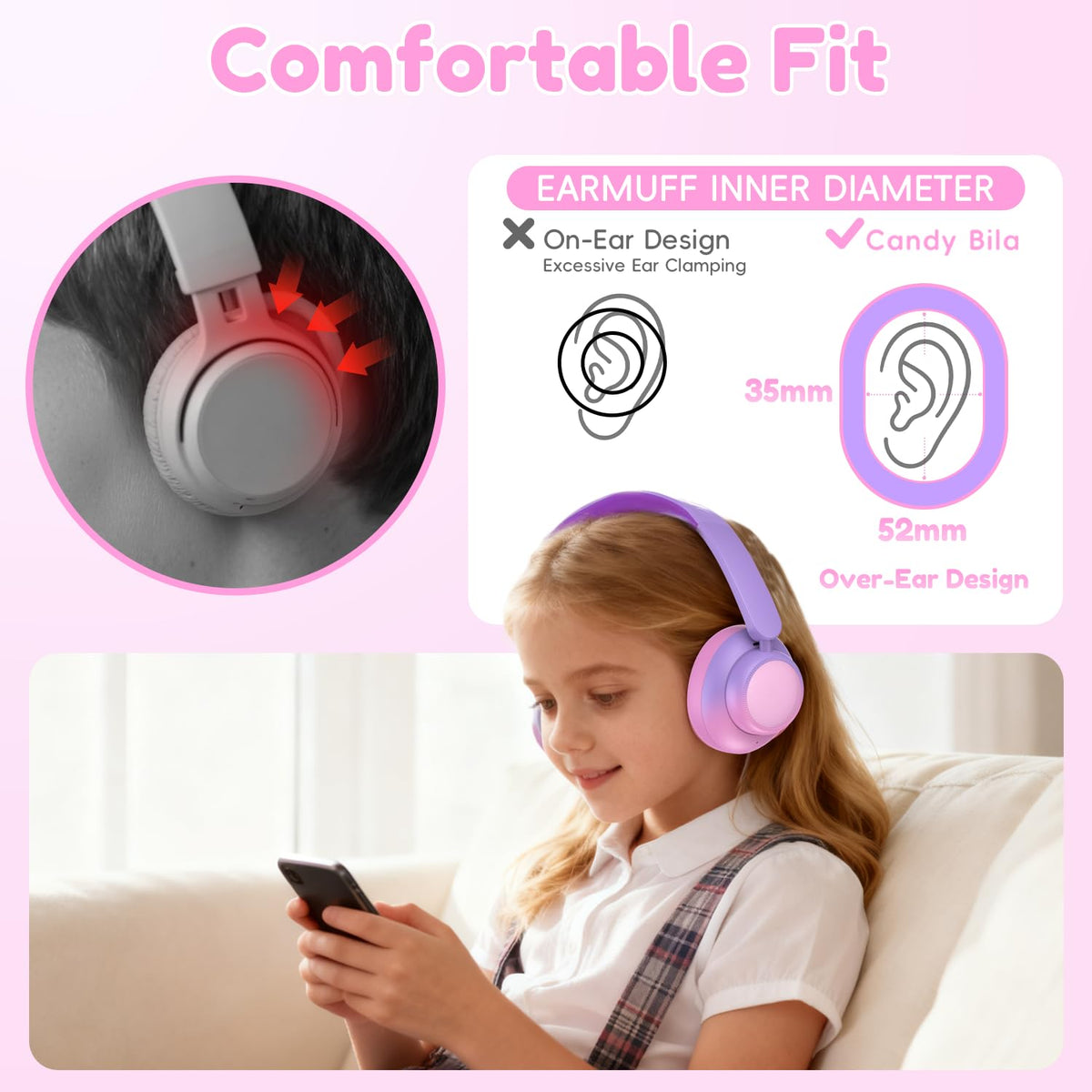 Candy Bila USB-C charging cable included for quick recharges.