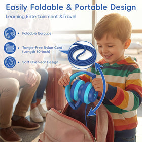 Candy Bila deep blue wired kids headphones add a vibrant touch to any device.