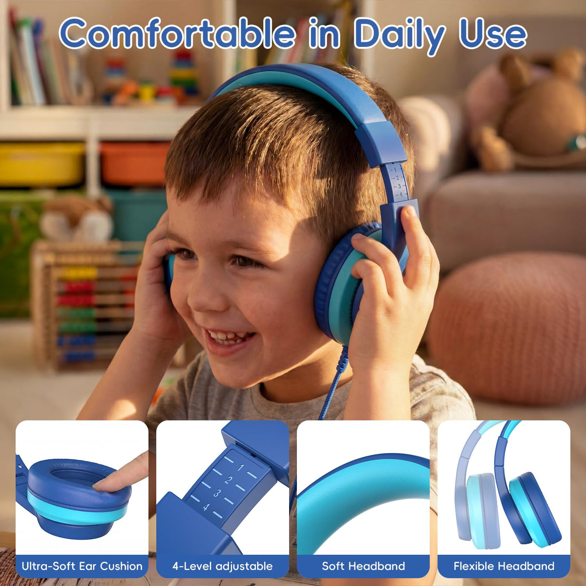 Candy Bila foldable design keeps headphones compact for travel and school bags.
