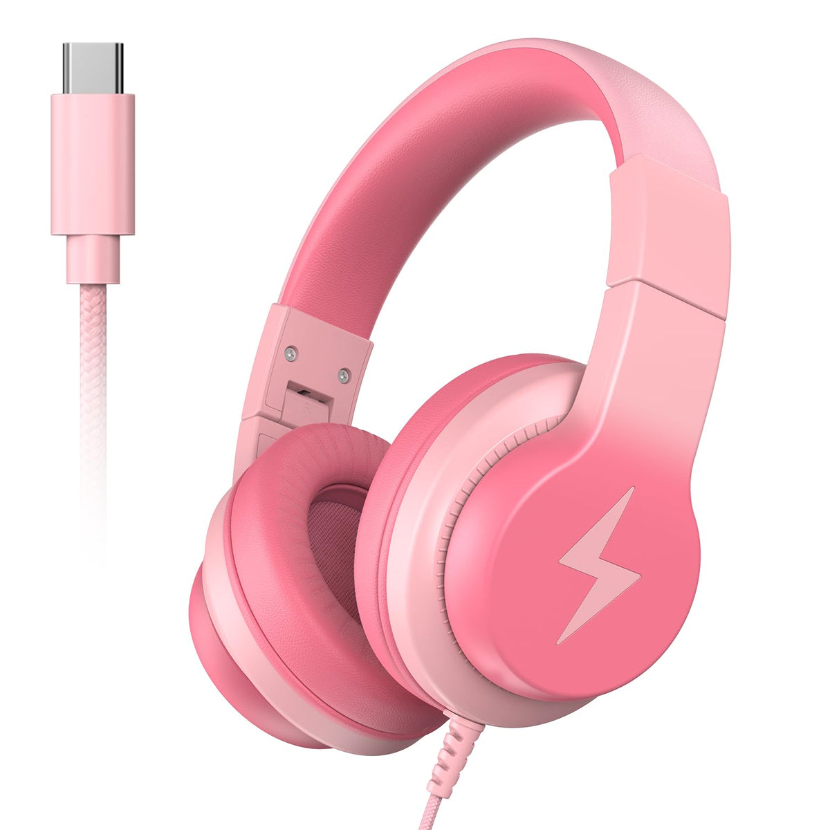 Candy Bila wired kids headphones gradient pink folded for compact travel