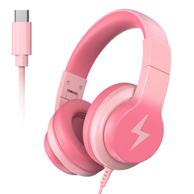 Candy Bila wired kids headphones gradient pink folded for compact travel