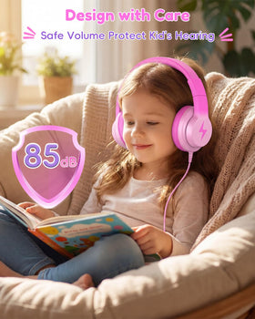 Candy Bila USB-C kids headphones rose pink adjustable headband for growing kids