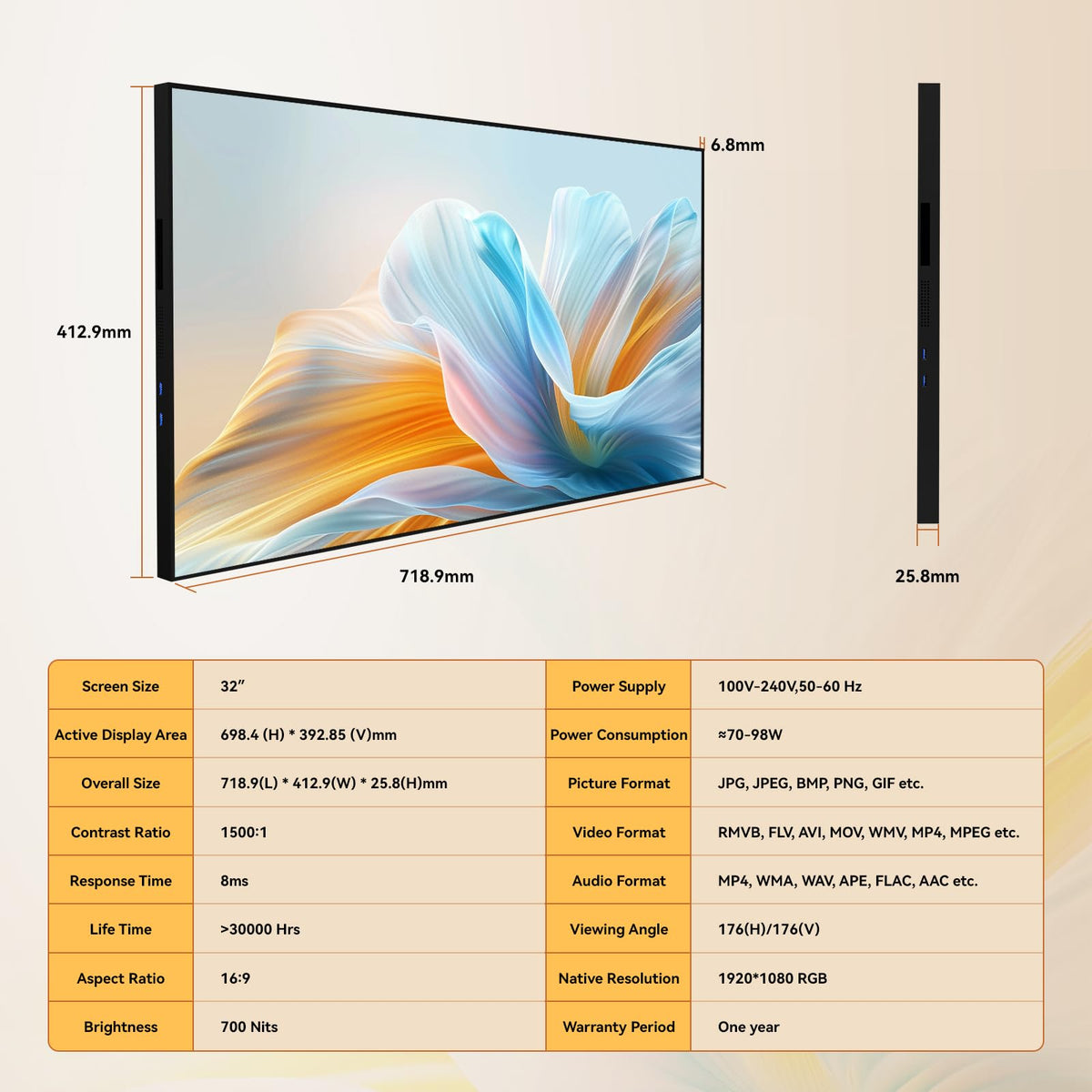 Canlarriz digital signage with metal chassis and 700 nits brightness for durable performance.