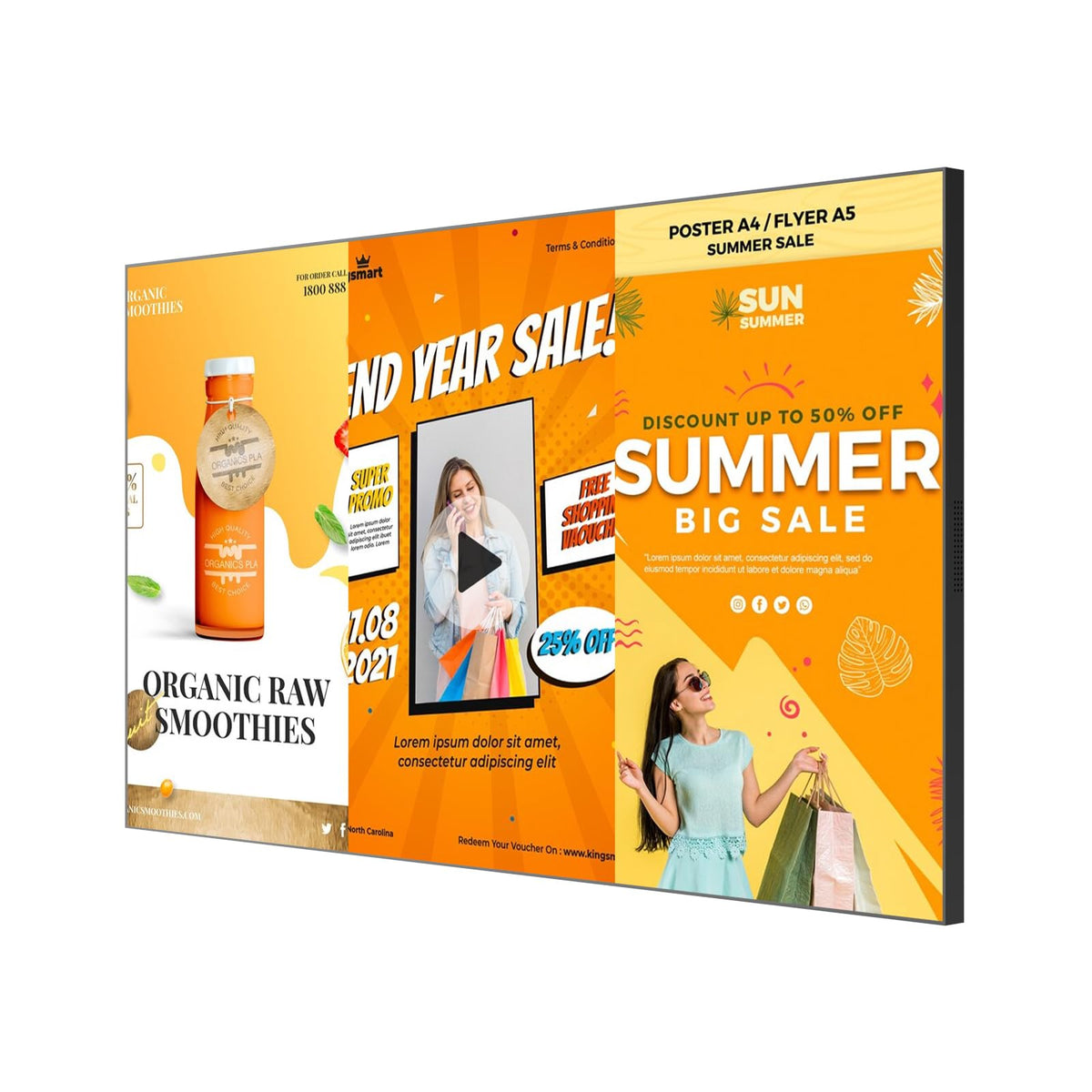 Canlarriz 40-inch digital signage with ultra-narrow bezel enables seamless tiled displays for storefronts.