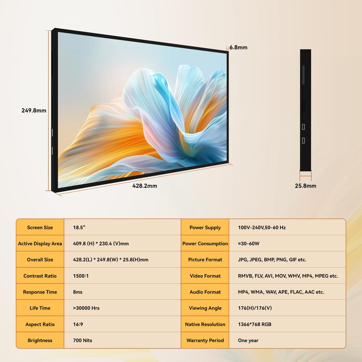 Canlarriz 18.5-inch wall-mount setup showing seamless installation