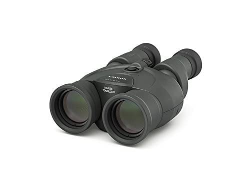Water-resistant rubber coating on Canon 12x36 IS III binoculars for secure grip