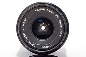 Canon 28mm f/2.8 FD lens engraving and branding details