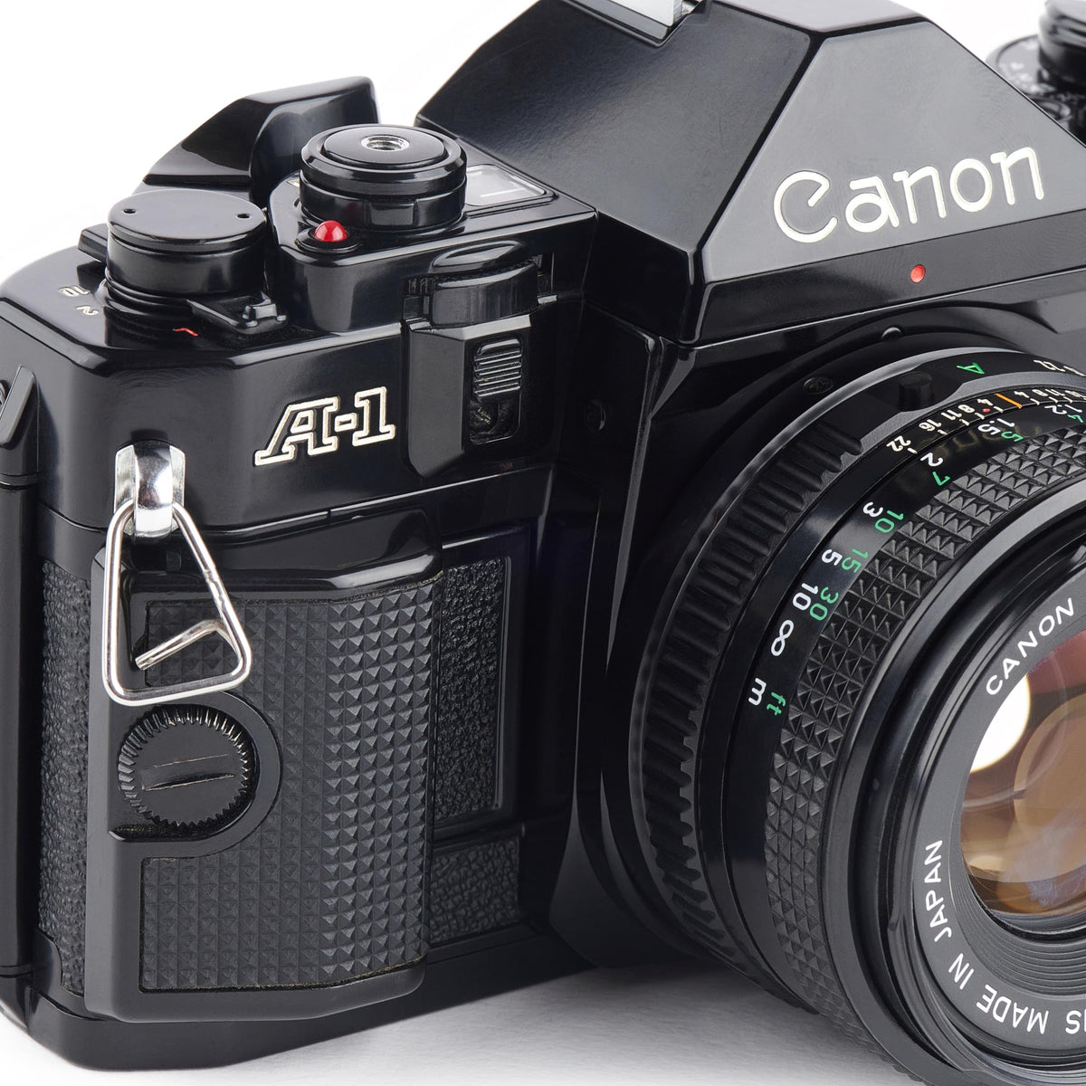 Canon A-1 back branding and classic design signaling durability