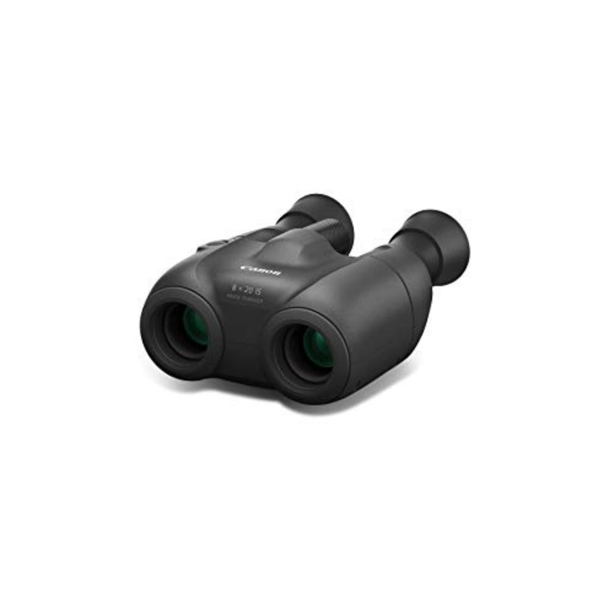 Canon 8x20 IS binoculars front view, compact and portable for on-the-go use.