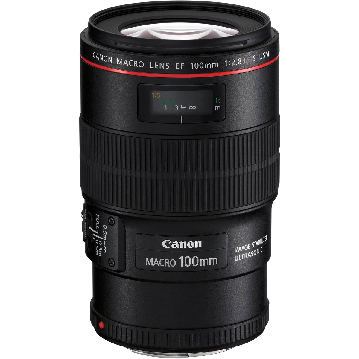Canon EF 100mm f/2.8L IS USM macro lens close-up shot delivering sharp, stabilized macro detail