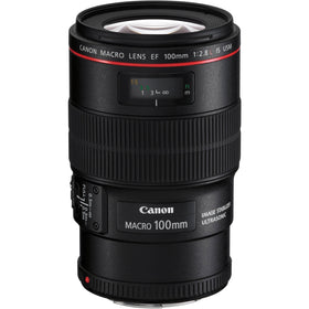 Canon EF 100mm f/2.8L IS USM macro lens close-up shot delivering sharp, stabilized macro detail