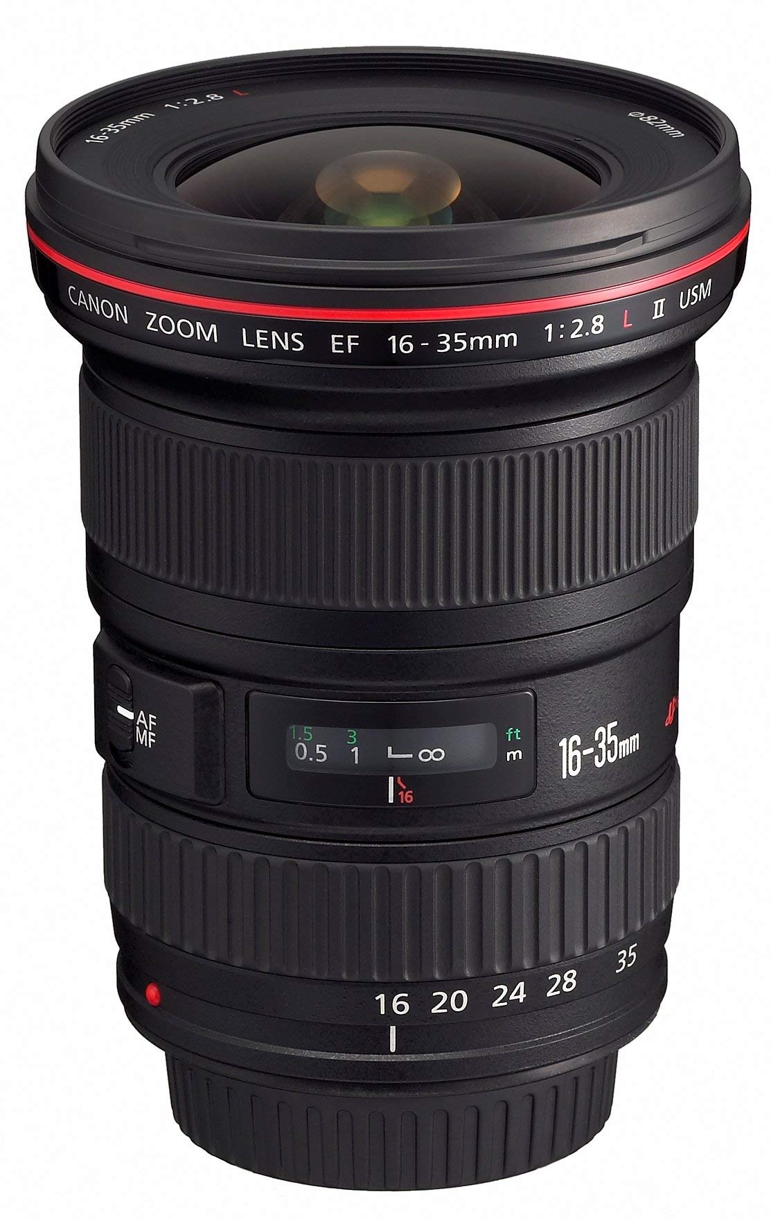 Canon EF 16-35mm zoom lens mounted on a camera for landscape use.